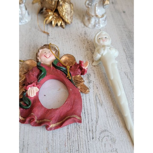 Angel horn trumpet rustic ornament Xmas set religious frame - Picture 3 of 8